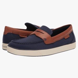 Cole Haan Men’s Navy Tan Penny Loafers 9M – Winter Casual Dress Shoes